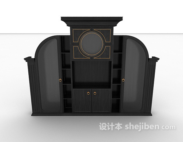 欧式风格欧式简约黑色大柜子3d模型下载