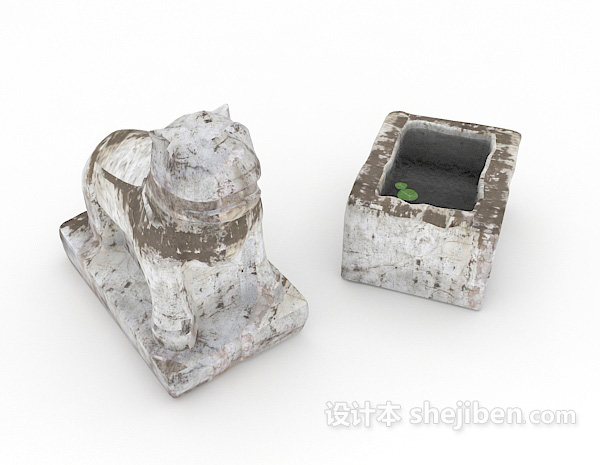 免费庭院石材摆设品3d模型下载