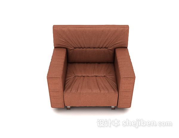 现代风格简单红棕色单人沙发3d模型下载