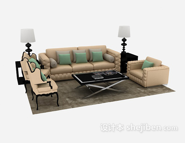 免费新欧式组合沙发3d模型下载