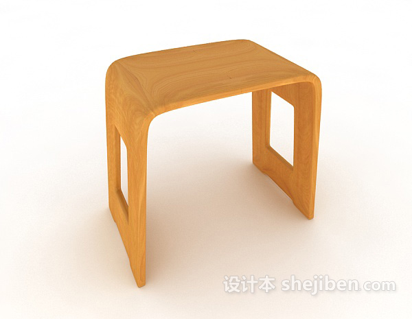 免费休闲黄色木质凳子3d模型下载