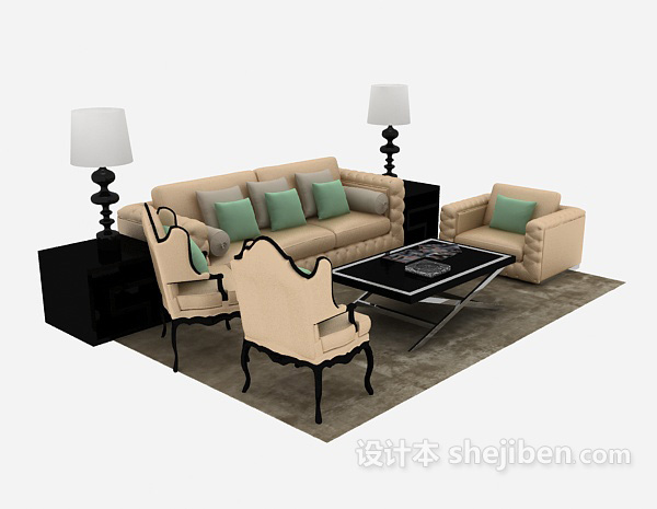 设计本新欧式组合沙发3d模型下载