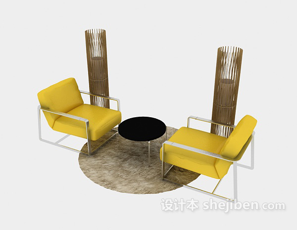 免费现代居家桌椅组合3d模型下载