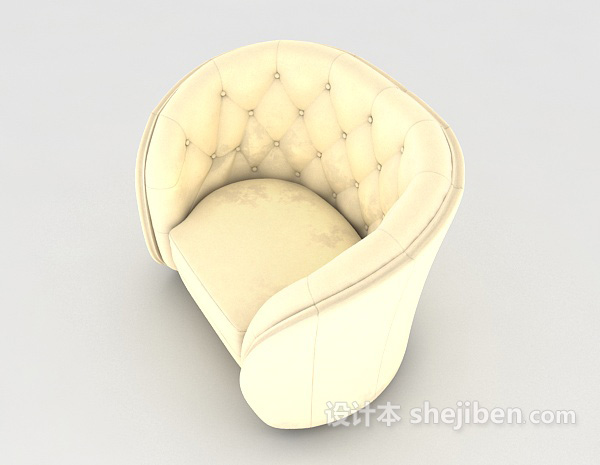 设计本欧式浅黄色单人沙发3d模型下载