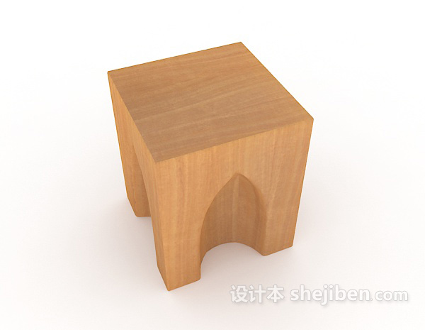 免费实木居家板凳3d模型下载