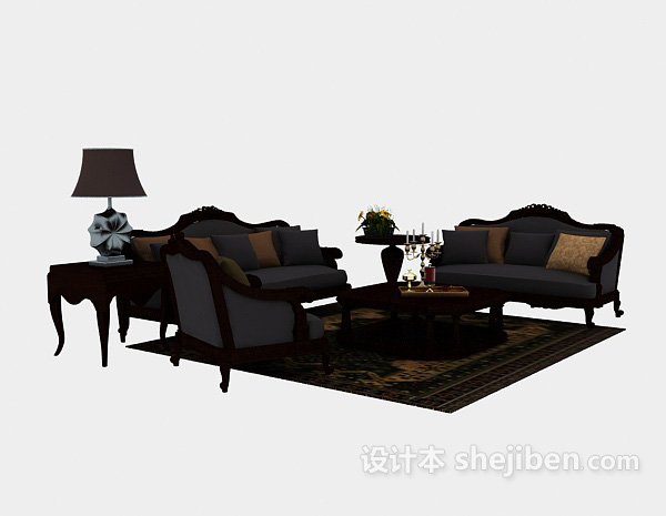 设计本简易欧式组合沙发3d模型下载
