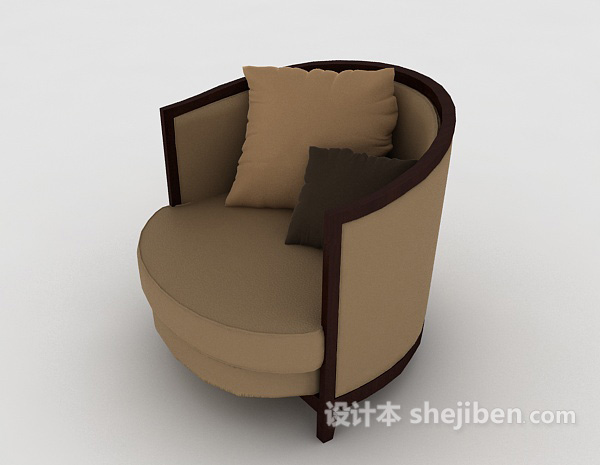 设计本木质棕色家居休闲单人沙发3d模型下载