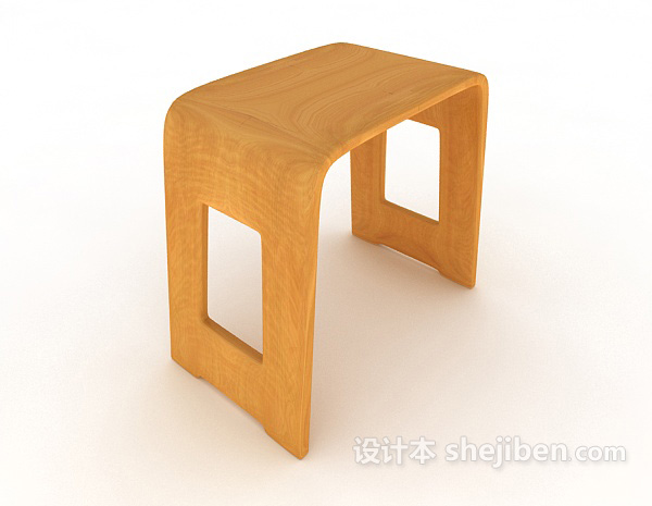 设计本休闲黄色木质凳子3d模型下载