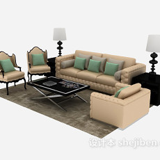 新欧式组合沙发3d模型下载