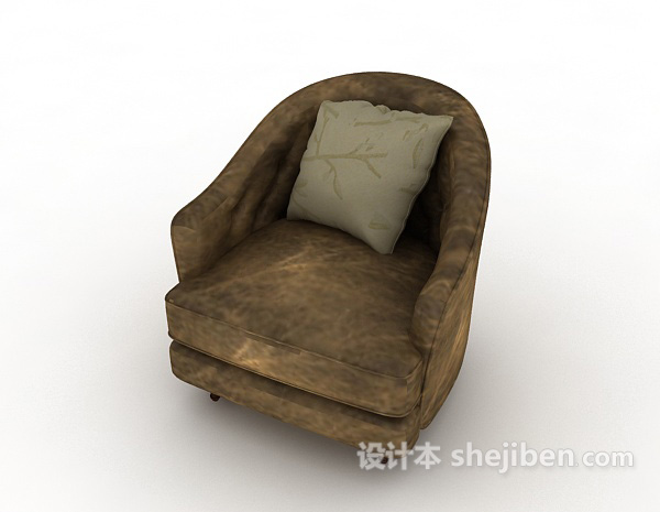 免费欧式深棕色复古单人沙发3d模型下载