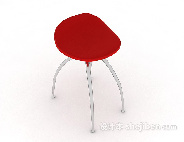 简约红色椅子3d模型下载
