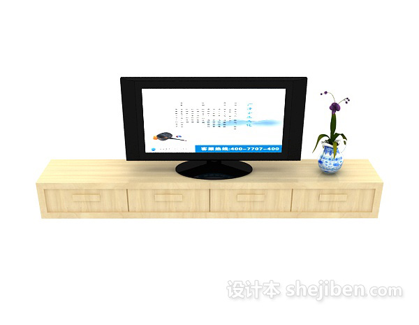 现代风格黄色简单电视柜3d模型下载