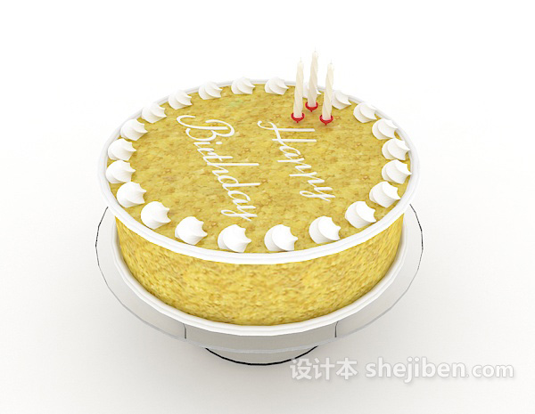 免费单层生日蛋糕3d模型下载