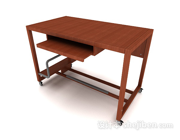 实木简单书桌3d模型下载