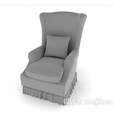 欧式花边灰色单人沙发3d模型下载