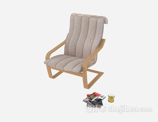 免费简约木质休闲椅子3d模型下载