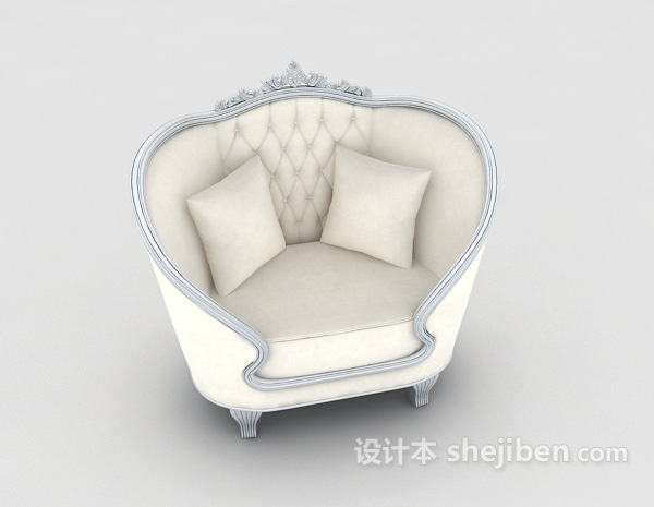 欧式白色家居单人沙发3d模型下载