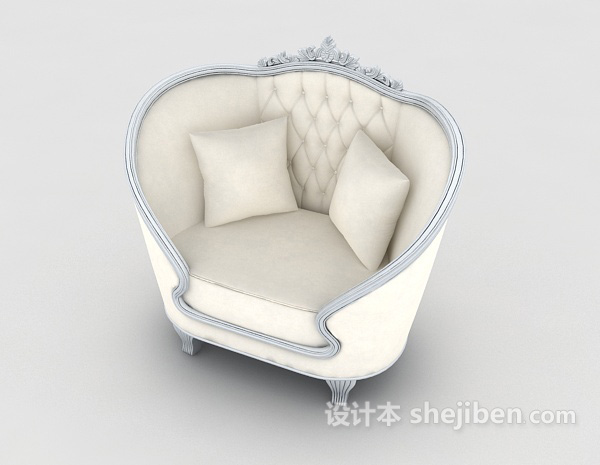 设计本欧式白色家居单人沙发3d模型下载