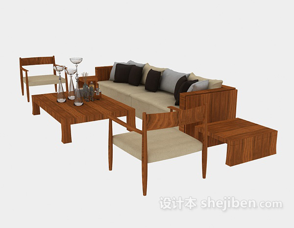 设计本现代居家简单组合沙发3d模型下载