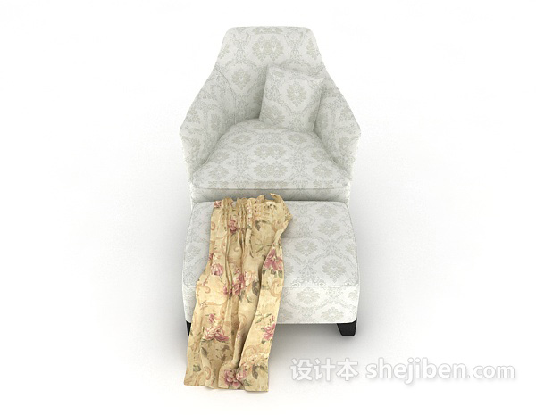 欧式风格欧式家居木质花纹单人沙发3d模型下载