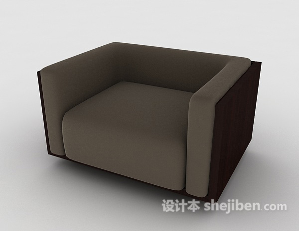 家居简约方形棕色单人沙发3d模型下载