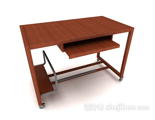 免费实木简单书桌3d模型下载