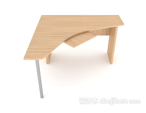 设计本木质电脑桌子3d模型下载