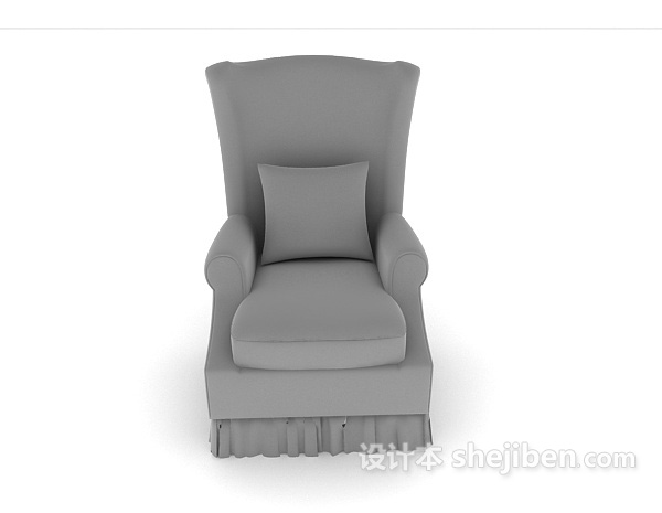 免费欧式花边灰色单人沙发3d模型下载