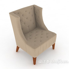简欧灰棕色单人沙发3d模型下载