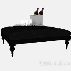 黑色沙发凳子3d模型下载