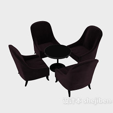 深紫色桌椅3d模型下载