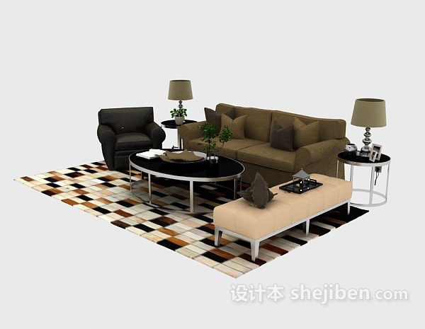 设计本现代简单居家组合沙发3d模型下载