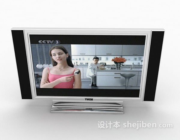 现代风格大屏电视机3d模型下载