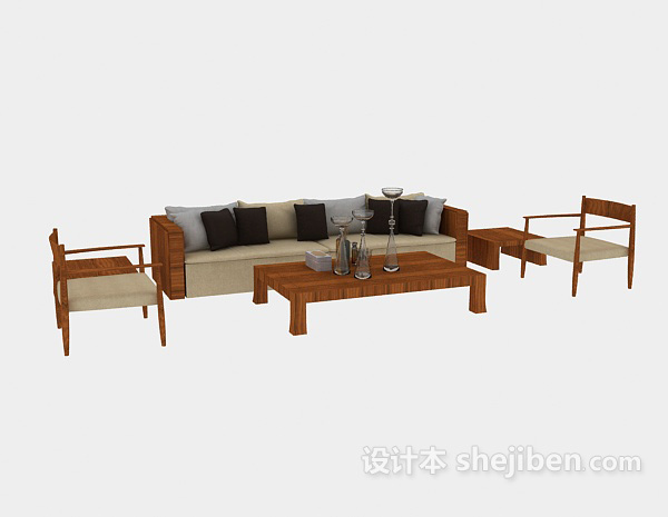 现代风格现代居家简单组合沙发3d模型下载