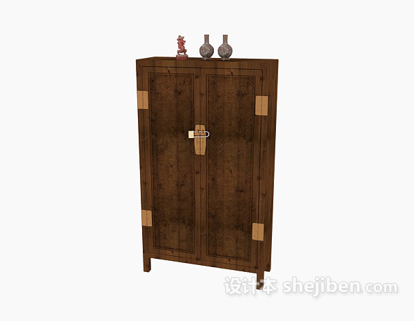免费中式家居木质衣柜3d模型下载