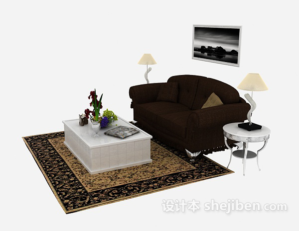 设计本欧式简单家居沙发3d模型下载