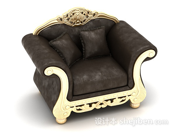 欧式风格欧式复古黑色沙发3d模型下载