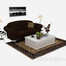 欧式简单家居沙发3d模型下载