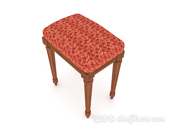 设计本红色花纹凳子3d模型下载