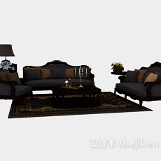 简易欧式组合沙发3d模型下载