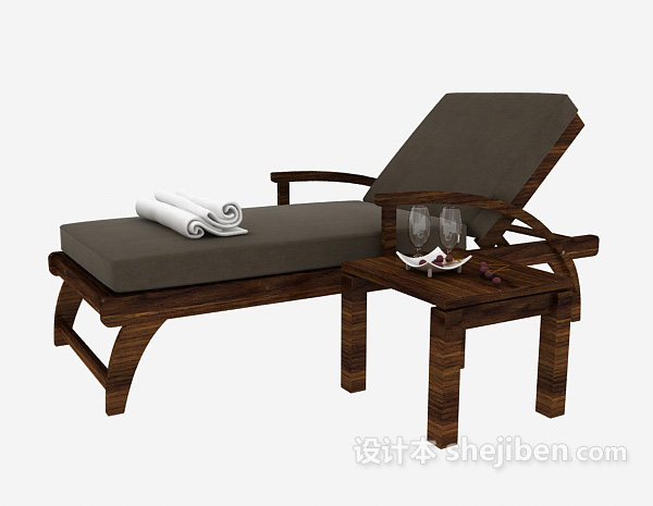 设计本实木现代简单休闲椅3d模型下载