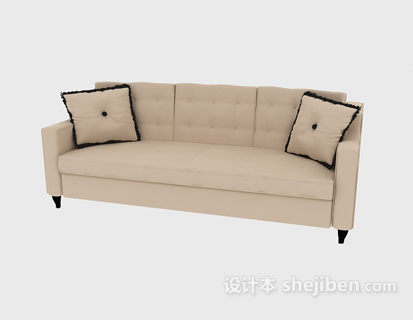 免费现代浅色多人沙发3d模型下载