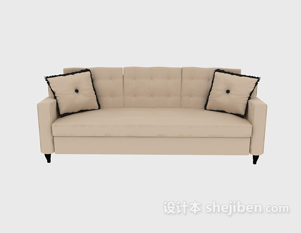 现代风格现代浅色多人沙发3d模型下载