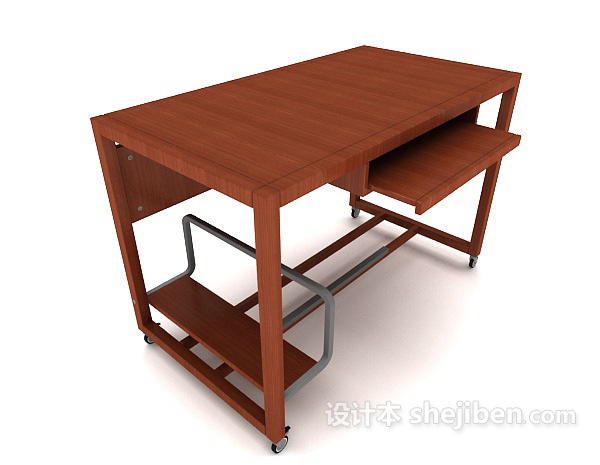 设计本实木简单书桌3d模型下载