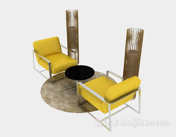 设计本现代居家桌椅组合3d模型下载