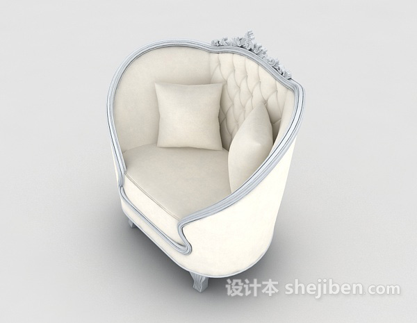 免费欧式白色家居单人沙发3d模型下载