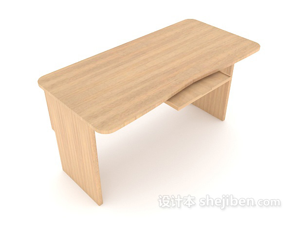 实木现代简单书桌3d模型下载