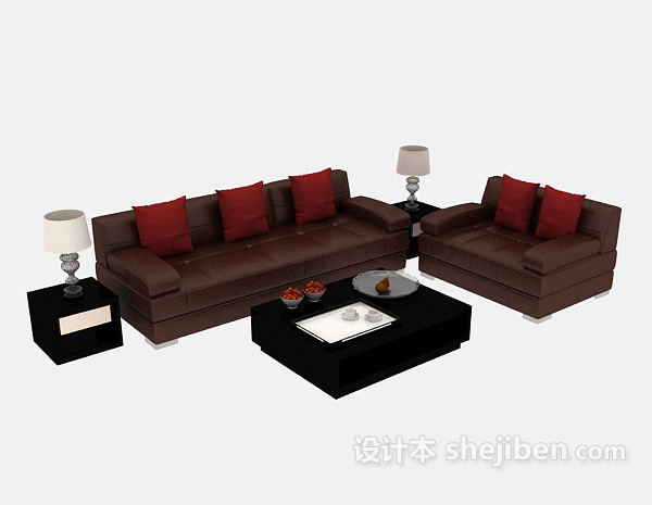 红棕色组合沙发