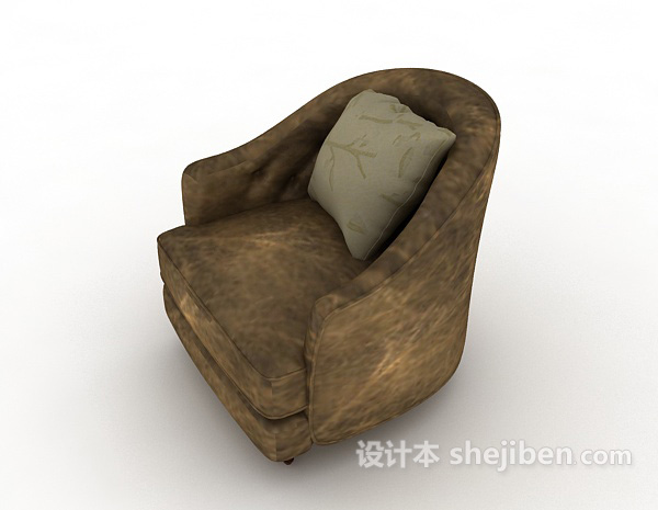 设计本欧式深棕色复古单人沙发3d模型下载
