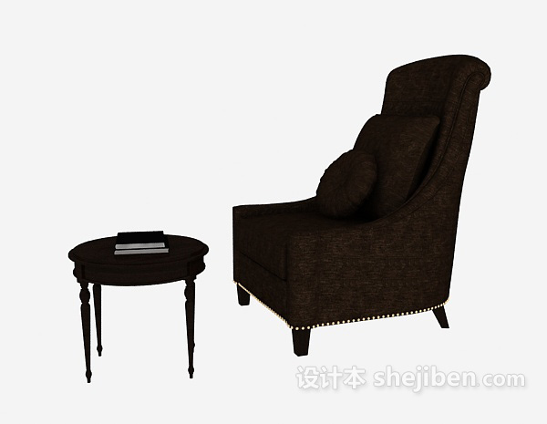 设计本简单欧式风格单人沙发3d模型下载